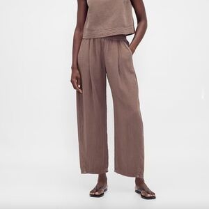 (2) GAP garment washed barrel leg brown minimalist pants